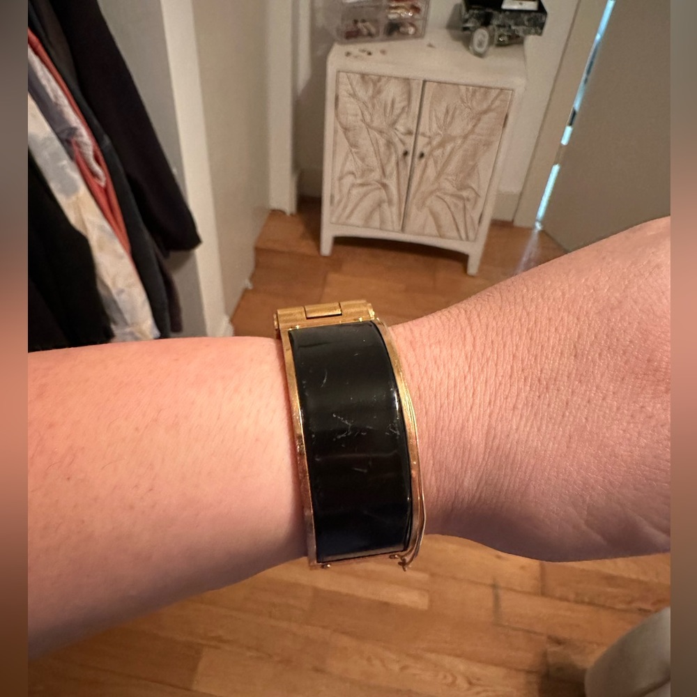 Hermes black and gold thick bracelet